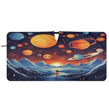 Imagem de Blueangle Space Cartoons Para-brisas Guarda-sol - 149.9 cm x 76.2 cm Dobrável Carro Frontal Para-sol Blocos Raios UV Viseira de Sol (32)