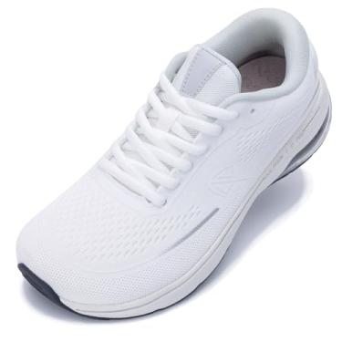 Imagem de Autper Tênis de caminhada feminino com bico largo para fascite plantar suporte de arco tênis ortopédico confortável para joanete pés alívio da dor EUA 6-11, Branco, 8 Wide