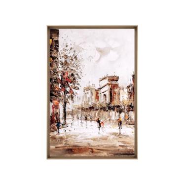 Imagem de Quadro Decorativo com Vidro Sala Hall Quarto 64x94cm Branco Cidade