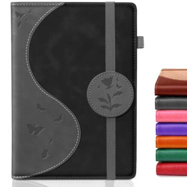 Imagem de Soomeet Lined Rose Journal Notebook for Women, A5 Hardcover Leather Journals for Writing,Business,Work,Travel, 200 Pages Thick Journaling Notebooks for Daily,Note Taking 5.75'' X 8.38''(Black)