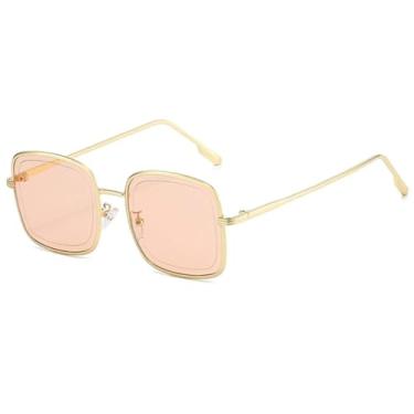 Imagem de JRLLFD Óculos de sol com armação fashion, feminino, masculino, vintage, para dirigir, verão, UV400 (dourado e rosa)