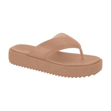 Imagem de Chinelo Tamanco Feminino Moleca Flatform Dedo Tira Asa Delta, Nude, 39