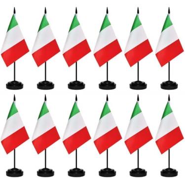 Imagem de Conjunto de 12 bandeiras de mesa italiana pequena mini mesa escritório miniatura bandeira de mesa decoração de escritório doméstico