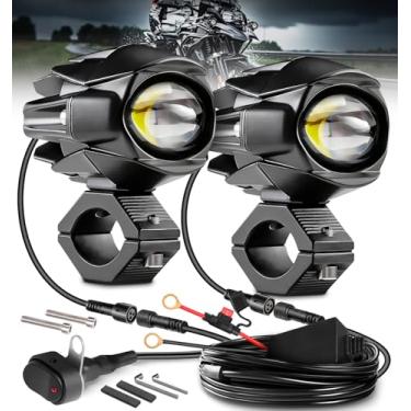 Imagem de LEDMIRCY Kit de luzes auxiliares para motocicleta, holofote de neblina de LED com chicote de fiação de interruptor luz de condução offroad IP68 à prova d'água/à prova de choque Exploradoras para Moto