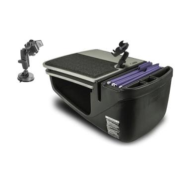 Imagem de AutoExec Mesa de carro GripMaster para sua estação de trabalho de veículo e escritório móvel, cinza, com suporte para telefone e sucção para telefone