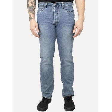Imagem de Calça Levis Jeans Masculina 501 Original Stretch Mid Rise Azul Clara-Masculino