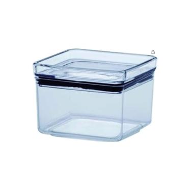 Imagem de Pote Hermético Quadrado Empilhável, 480ml, Plástico Acrílico, Livre de BPA, 10x10x8cm