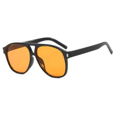 Imagem de Óculos de Sol Masculino Oversized com Ponte Dupla e Rebites, Estilo Punk, Proteção UV400, para Esportes ao Ar Livre, Corrida e Ciclismo, nas Cores Preto e Laranja.