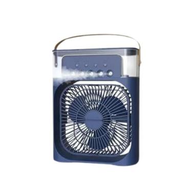 Imagem de Mini Climatizador e Umidificador Portátil USB 3 em 1 | Ventilador de Mesa Pessoal Silencioso com Luz Noturna LED para Casa, Escritório e Viagem (Azul)