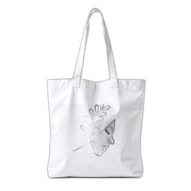 Imagem de Kit 10 Sacola Ecologica Charmosa e Reutilizável 38x41,5cm Estampa Rosto Feminino