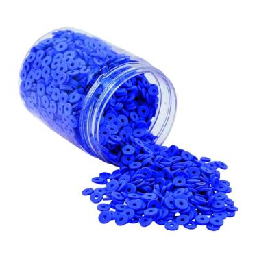 Imagem de Mandala Crafts Kit de contas de argila de polímero azul real de 4 mm para pulseiras da amizade - 6000 contas de disco azul real Heishi para fabricação de joias espaçadores redondos - contas planas