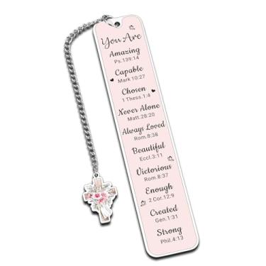 Imagem de Marcadores de livro cristãos presentes para mulheres, marcador de livro de confirmação religiosa para leitura, presente de batismo para filha, marcadores de livro de confirmação de primeira comunhão