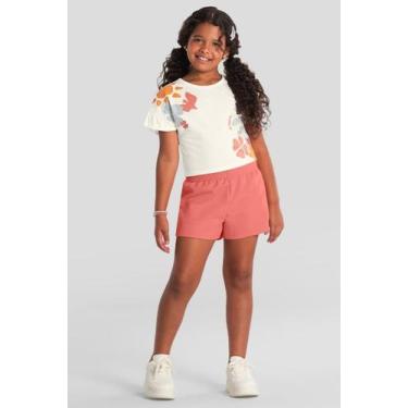 Imagem de Conjunto infantil menina cropped florido Brandili, Natural, 6