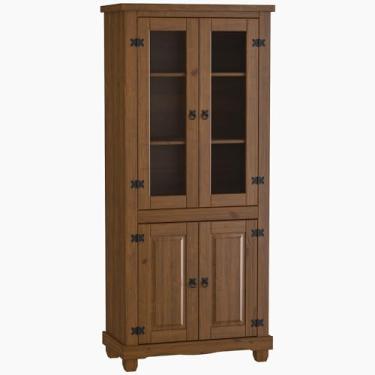 Imagem de Cristaleira de Madeira Maciça Para Sala de Jantar 4 Portas Majestic M06 Imbuia Fosco - Lyam Decor