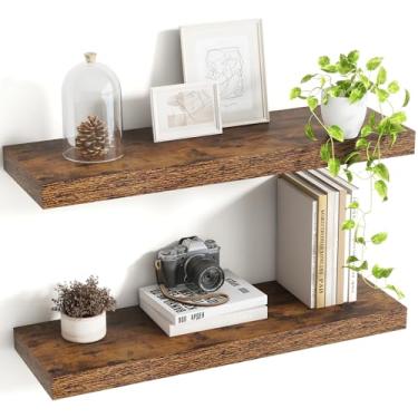 Imagem de Acovy Prateleiras flutuantes de 61 cm, prateleiras flutuantes de 20 cm de profundidade para parede, prateleira suspensa com suportes invisíveis, prateleiras profundas para banheiro, quarto, sala de