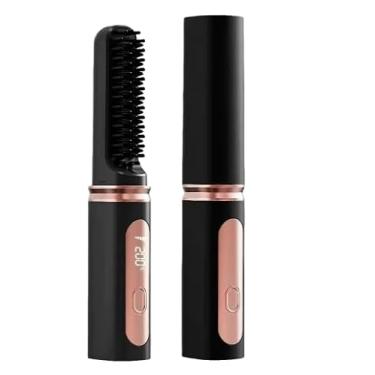 Imagem de Escova alisadora elétrica Portátil com display LCD Tecnologia de íon negativo- Aquece em Segundos, Sela a Hidratação e Deixa o Cabelo Perfeitamente Liso(preto)