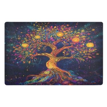 Imagem de Joisal Tapetes artísticos de arco-íris para entrada de casa, tapetes de cachorro resistentes à sujeira para patas enlameadas, pequeno tapete para ambientes externos, decoração de porta da frente