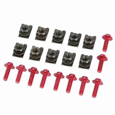 Imagem de SPYMINNPOO Kit de Parafusos para Corpo de Carenagem de Motocicleta, Conjunto Durável de Prendedor de Velocidade de Pináculo de Alumínio para Parafusos M5 de Ajuste Universal (Vermelho)