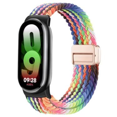 Imagem de Issinlky Pulseira trançada de nylon compatível com Xiao Mi Band 8/9/10, tira elástica para mulheres e homens