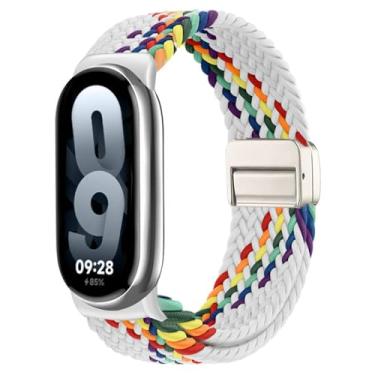 Imagem de Issinlky Pulseira trançada de nylon compatível com Xiao Mi Band 8/9/10, tira elástica para mulheres e homens