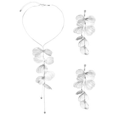 Imagem de PATIKIL Colar de folha de prata para mulheres, gargantilhas, brincos, gargantilhas ajustáveis, acessórios de moda para festas, casamentos, chás de panela, formatura, presentes de aniversário
