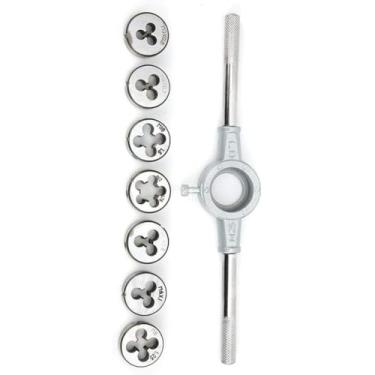 Imagem de Jogo tarraxas e cossinete 8 peças uso p/rosca profissional