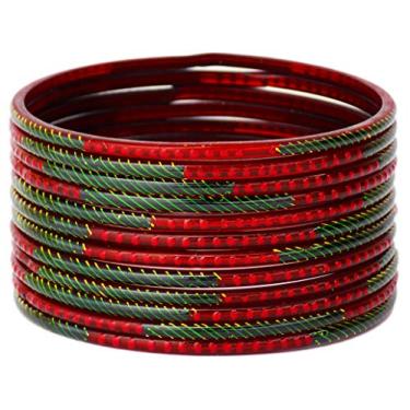 Imagem de JD'Z COLLECTION Conjunto de pulseiras indianas de Bollywood para noivas tradicionais, uso diário, conjunto de pulseiras de vidro para mulheres, roupas étnicas, 2.25 Inches, Vidro, não aplicar