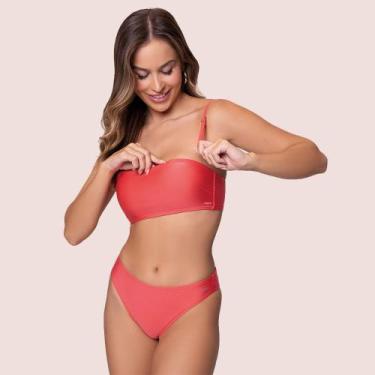 Imagem de Conjunto Biquíni Selene Liso Toque Macio Secagem Rápida, Goiaba, M