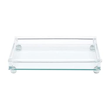 Imagem de WOLFF - Bandeja Decorativa de Vidro com Pé Retangular 33cm x 20cm x 6cm