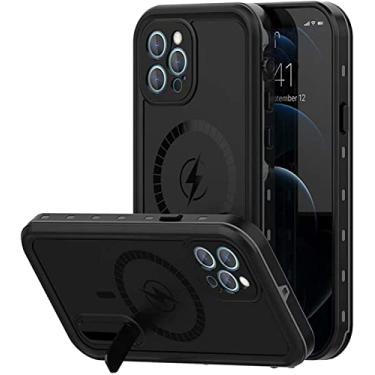 Imagem de KKFAUS Capa compatível com iPhone 12 Pro Max, capa à prova d'água IP68 compatível com carregamento sem fio anti-riscos à prova de choque capa protetora para iPhone 12 Pro Max 6,7 polegadas (cor: preto)