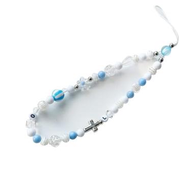 Imagem de Charmoso cordão de contas com alça de pulso chaveiro de célula estética berloques fofos para mulheres, One Size, Resina, resina