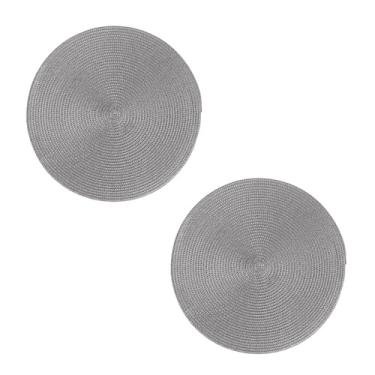 Imagem de Kit Lugar Americano Redondo Polipropileno PP 38cm Mesa Posta 2 Unid Prata