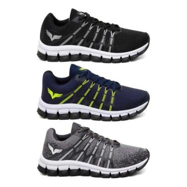 Imagem de Tênis Masculino Caminhada 3 Pares Confortável Combo Run Moda - PS, Pre