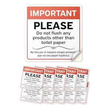 Imagem de 101SignCity 10 adesivos de vinil Don't Flush (15 x 15 cm), lembrete de banheiro de alta visibilidade em inglês e espanhol, decalque autoadesivo à prova d'água, para banheiros em casa, escritório