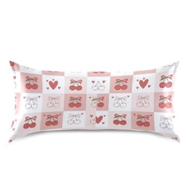 Imagem de Wassud Fronha de cetim xadrez cereja para cabelo e pele fronhas de seda lisa king size respiráveis com fecho de envelope