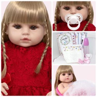 Imagem de Bebe Reborn de Silicone Loira Linda Com Vários Acessórios - Cegonha Re