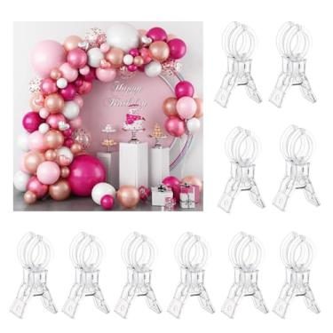 Imagem de Pacote com 10 clipes de arco de balão grandes plásticos transparentes grampos de mola clipe resistente de 8,5 cm para kit de arco de balão, decoração de aniversário, artesanato, marcenaria, estúdios