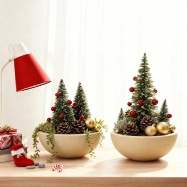 Imagem de Genérico Kit 2 Vasos Modelo Bacia Riscatto, Polietileno, 2L Capacidade, 25 x 12 x 8,7 cm, Fabricado no Brasil (Calcário)