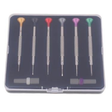 Imagem de Qinlorgo Conjunto de Chave de Fenda de Relógio de 6 Unidades, Aço Inoxidável S2 Liga de Aço Ergonômico Antiderrapante Kit de Ferramentas de Relógio Com Bits de Reposição Caixas de