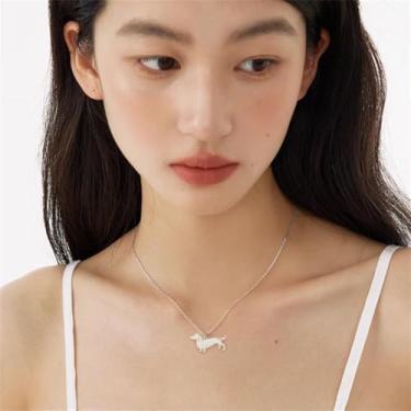 Imagem de Colar delicado com pingente de cachorrinho de Dachshund para mulheres e homens, de aço inoxidável, fofo, animal de estimação, ajustável, corrente ajustável, joia exclusiva da amizade para irmã e mãe