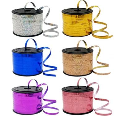 Imagem de Fita decorativa encaracolada para embrulho de presente, decoração de balão de festa (glitter prata azul roxo dourado)