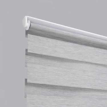 Imagem de Persiana cinza linho zebra rolo dupla 160x160 premium - Evolux