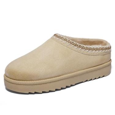 Imagem de Chinelo feminino plataforma mini bota antiderrapante para uso ao ar livre bota curta cano curto forro de lã tênis casa chinelos, Bege, 36