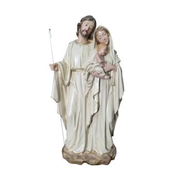 Imagem de Imagem Sagrada Família Carinhosa, Resina Premium, 30 cm, Decoração Religiosa com Detalhes Pintados à Mão