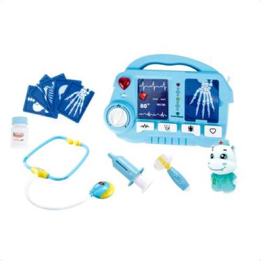 Imagem de Brinquedo Infantil Kit Médico Raio X Azul com Fichas Estetoscópio Aces