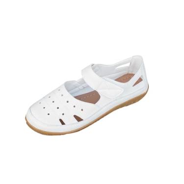 Imagem de Sandálias femininas versáteis de praia com salto plataforma e design de cor sólida, confortáveis para uso prolongado, Branco, 36