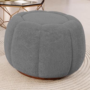 Imagem de Puff Decorativo Estilo Abóbora Orgânico Shell Bouclê Cinza Escuro - Desk Design