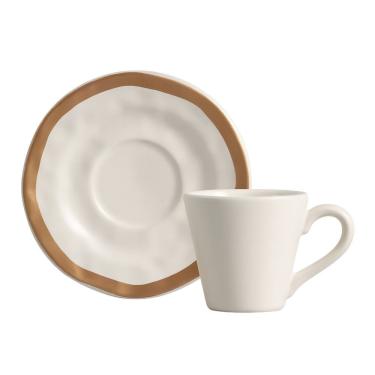 Imagem de Xícara De Café De Cerâmica Bege Filete Amassada Scalla 80ml