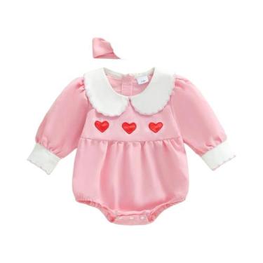 Imagem de Macacão Infantil Para Meninas, Macacão Com Bordado De Coração, Manga C