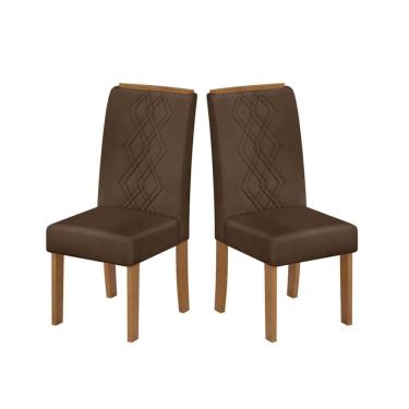 Imagem de Cadeira De Jantar Ayla Conjunto Com 2 Cadeiras Freijó Com Veludo Moca